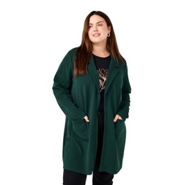 Zizzi Flash by Women's Large Sizes Long Blazer Pockets Size, Scarab