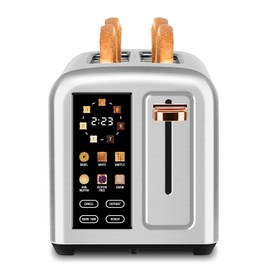 SEEDEEM Toaster 2 Slice with Touch Screen, Faster Heating Speed, 7 Shade Setting, 6 Bread Type, 1.5”Wide Slots Toaster, Removable Crumb Tray, 1350W, Sliver Metallic