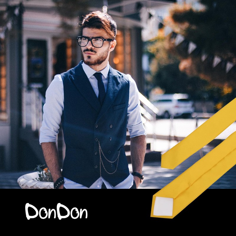 DonDon Mens Handmade Silk Look Ties 6cm, ochre-yellow