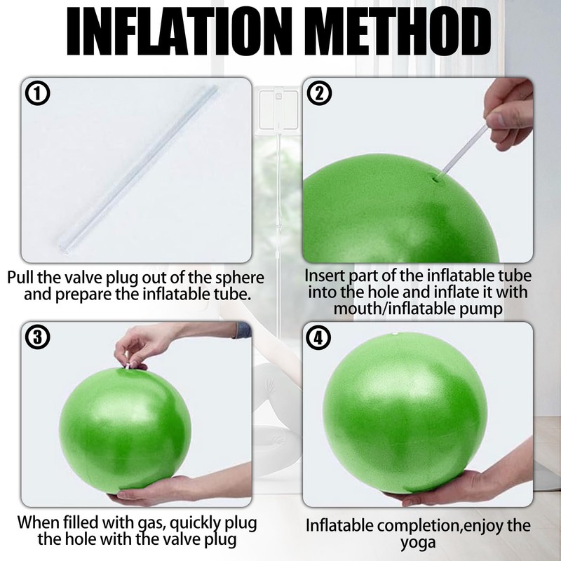 Small Exercise Ball Anti-Burst Non-Slip Stability 9 Inch with Inflatable