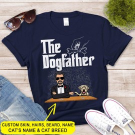 The Dog Father, Dog Dad Customized Dog's Name and Dog Breed Shirt Gift for Men, Dog owners Shirts, S-5XL, Multi-color