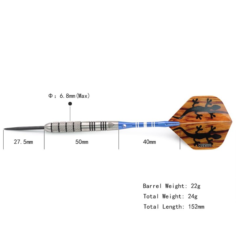CUESOUL Tungsten Steel Tip Darts Set 95% Tungsten-22 Grams Tungsten