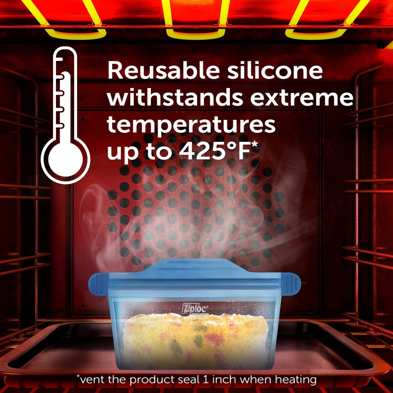 Ziploc Endurables Small Container, 2 Cups, Reusable Silicone Bags and