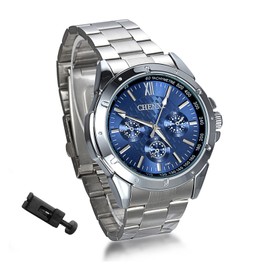Lancardo Herrenuhr Edelstahl Blau Uhren Herren: Silverora Analog Quarz Armbanduhr mit Edelstahl Armband Drehbares Außenzifferblatt Wasserdicht Uhren Geschenk für Männer Jugend
