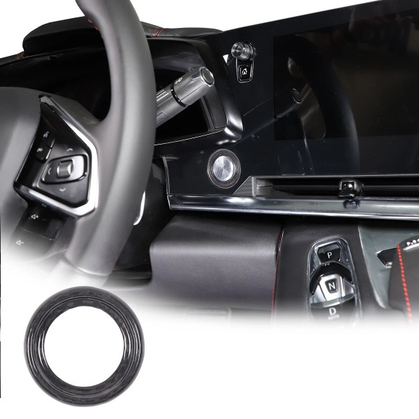 klend-cartrim Real Carbon Fiber Push Start Button Ring Cover Trim