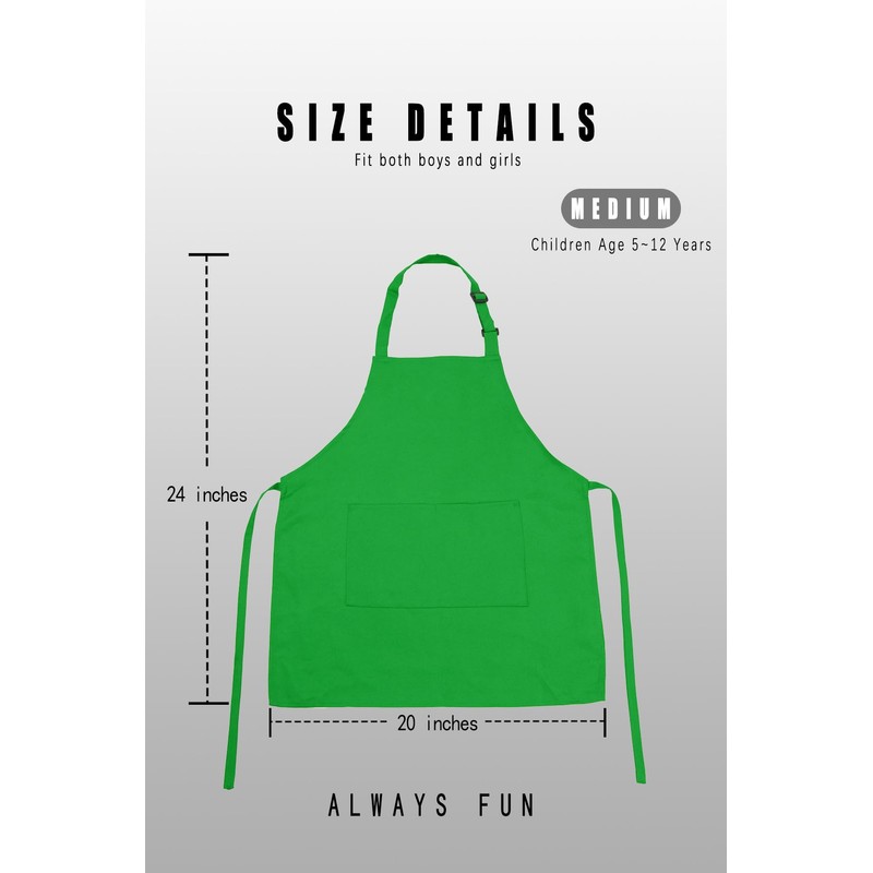 H.BETTER Kid Apron Adjustable Strap with 2 Pockets Painting Cooking