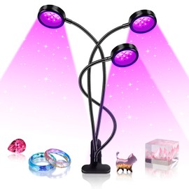 YGS-Tech LED Black Light Dual Head, 15W UV Resin Light Fixture with Clamp, 395-405nm UV Gooseneck Lamp USB Powered for Blacklight Party, Stage Lighting, Resin Cure, 3D Print, Glow in The Dark