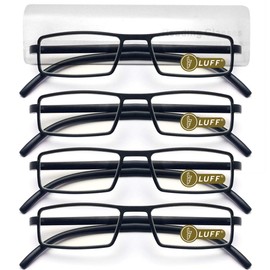 LUFF 4 Pcs Of Reading Glasses Flexible Temples, Anti-Blue Light And Ultra-Light Reading Glasses For Unisex(2.0X)