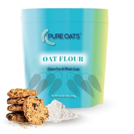 PureOats Gluten Free Oat Flour (4Lb Bag) 100% Whole Grain, Vegan, Allergen Free for Healthy breakfast and more