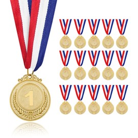 Roucerlin 15 Pieces Gold Metal Sports Medals For Winners, 1st Winner Medals for Sports, Competitions, Party Decoration
