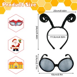 KATELUO Bee Costume Accessories, Antenna Headband Headpiece, Bee Costume Accessories, Bee Antenna Headband, Bee Party Headband, Bee Sunglasses, Animal Headbands, for Cosplay, Party Costume