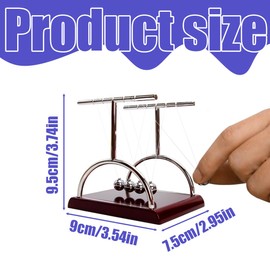 JAWUZ 1 Stück Newton Pendel Hochwertig, Mini Newton Pendel, Klassisches Newton Kugelstoßpendel18Cm, 5 Kugeln, Physik Deko Für Büro, Kugelpendel Für Schreibtisch, Spielzeug Für Erwachsene(B)