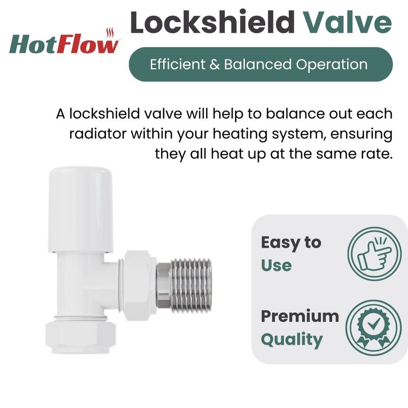 Hot Flow All-White Estuary Angled TRV Thermostatic Radiator Valve (Pair)