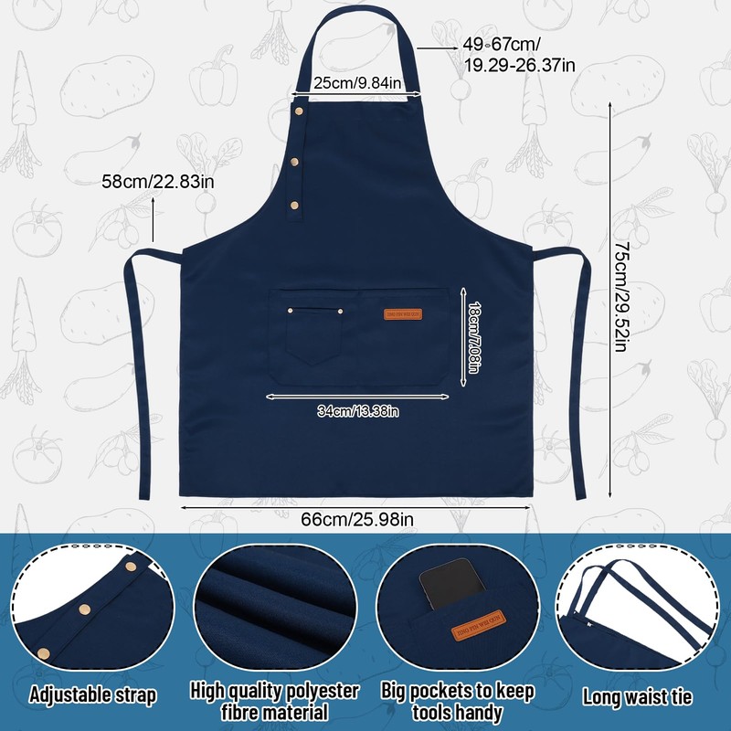 ViEinkaufen 2 Pack Kitchen Apron for Women - Adjustable Cooking