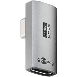 goobay USB-C Adapter 240 W 40 Gbit Extension 90° Vertical Rotates USB4 (Male to Female) / USB 4.0 Adapter 8K @ 60 Hz, Backward Compatible USB 3.1, USB 2.0/74443