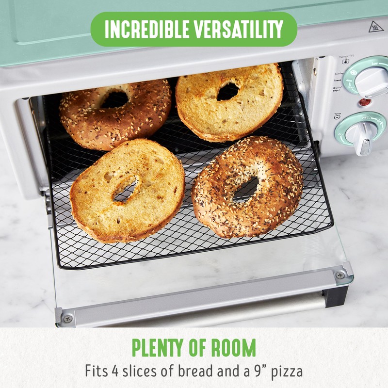 GreenLife Countertop Toaster Oven Air Fryer Stainless Steel, Healthy Ceramic