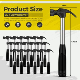 Gisafai 20 Pcs Small Claw Hammers Tools for Kids Solid Tubular Safety Hammer Bulk with Rubber Handle Alloy Steel Lightweight for DIY Woodworking Hanging Pictures Crafts