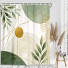 DYNH Sage Green Shower Curtain, Modern Abstract Gold Leaves Bathtub