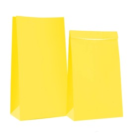 Oletx Paquete de 30 bolsas de papel amarillas para recuerdos de fiesta, bolsas envueltas de 9 pulgadas, bolsas de golosinas, bolsas de caramelos, bolsas de almuerzo de papel para fiestas de cumpleaños, baby shower, actividades escolares