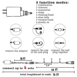 TW SHINE Christmas Lights, 200 LED 66FT Outdoor Christmas Lights Plug in with 8 Modes, Waterproof Christmas Lights Outdoor, Indoor Xmas Decorations for Party Yard House Decor, Multi-Colored