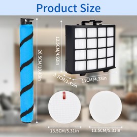 Filter Replacement Set for Shark Vertex DuoClean PowerFin Upright Vacuum AZ2000 AZ2002 AZ2000W Accessories,1 Roller Brush,1Filters,2 Filter Cotton & 1 Cleaning Brush (Style B)