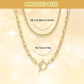 AstraGlam Women's Gold Chains, Layered 14K Gold-Plated, Fashionable Chunky Cuban Link Choker Necklace with Paper Clip Design, Stackable with Hypoallergenic OT Clasp, Stylish Robust Gold Jewellery