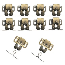 UPEYXDQR Latch Double Roller Catch Ball Catch Cabinet Latches with Spear Strike for Cupboard Closet Door, 10 Pcs (Bronze)