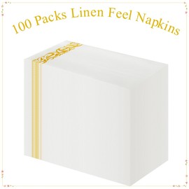 PHUNAT 100-Pack Baroque Vintage Linen Feel Napkins, 30cm x 43cm (11.8" x 16.9"), Premium Textured Dining Napkins for Elegant Table Settings