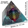 CHONIT Orgonite Pyramid, Chakra Mix Ocean Light Blue with Flower