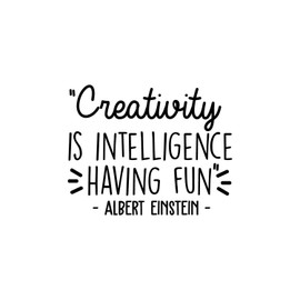 Vinyl Wall Art Decal - Creativity is Intelligence Having Fun - 17" x 21.5" - Modern Positive Inspirational Quote for Home Bedroom Kids Room School Classroom Office Decoration Sticker
