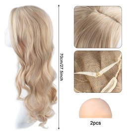 AYNKH Long Blonde Wave Wigs - 27" Curly Hair Wig for Women's Fancy Dress & Cosplay