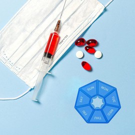 7 Day Heptagon Pill Box - BPA-Free, Weekly Pills/Vitamins/Tablets/Medicines Organizer, Pill Case, Pill Holder, Pill Dispenser, Lightweight, Compact, Travel Essential, Medication, Monday - Sunday