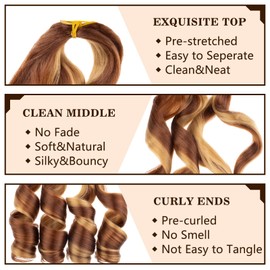 COOKOO 26 Inch French Curl Braiding Hair for Goddess Box Braids 9 Packs Pre Stretched Braiding Hair Mix Two Tone Loose Wavy Spanish Curly Braids Hair French Curly Crochet Hair for Women 27/30#