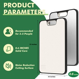 Stainless Steel Cutting Board, Double-Sided Extra Thick Cutting Boards for Kitchen, Wheat Straw PP 15mm Noise Reduction Chopping Board,Dishwasher Safe Easy to Clean, 15x11 In