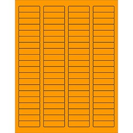 Aviditi Tape Logic 1 3/4" x 1/2" Fluorescent Orange Return Address Labels, for Laser & Inkjet Printers, Permanent Adhesive, 8 1/2" x 11" Sheet, 80 Labels Per Sheet, 100 Sheets