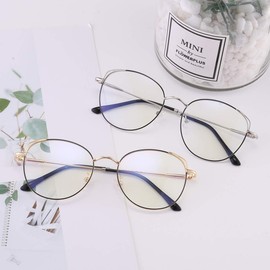 Blue Light Filter Glasses Anti Blue Light Glasses Computer Glasses Cat's Eye Without Prescription Metal Frame Glasses PC Gaming Bluelight Filter UV Block Blue Light Glasses Women -