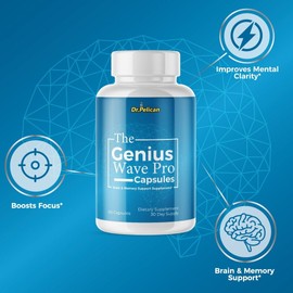 Pelican Vitamins The Genius Wave Pro- Brain Support- 3 Bottles- 180 Capsules
