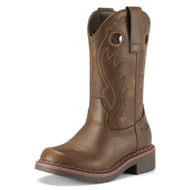 Rollda Boys Cowboy Boots Kids Western Boots Square Toe Girls Cowgirl Boots for Toddler/Little Kid/Big Kid Brown Size 7