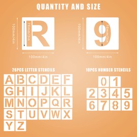 AIEX 36pcs Letter Stencils, 3inch Reusable Plastic Letter Number Template Alphabet Stencil Craft Stencils for Painting DIY Art Projects Decoration