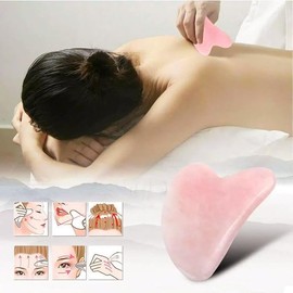Pink Gua Sha Massage Tools: Facial, Body, Neck, and Eye Jade Stone Scrapers for Skin Care and SPA Acupuncture