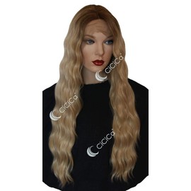 CiCiCa - Olivia, Lace Front Wig, 28 Inches Long Loose Curly, Ombre Brown to Blonde, Swiss Lace, Heat Resistant Synthetic