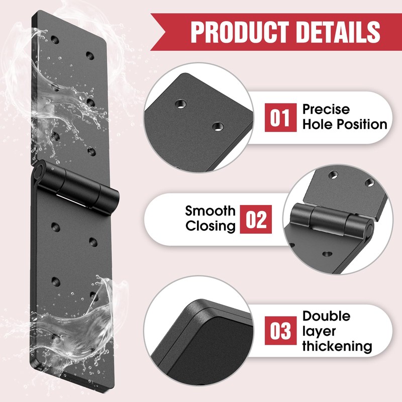 Heavy Duty Gate Hinges – 270° Fold-Flat, Rust-Proof Black Iron