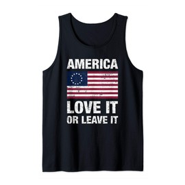 Betsy Ross Flag with 13 Stars, America Love It or Leave it Tank Top