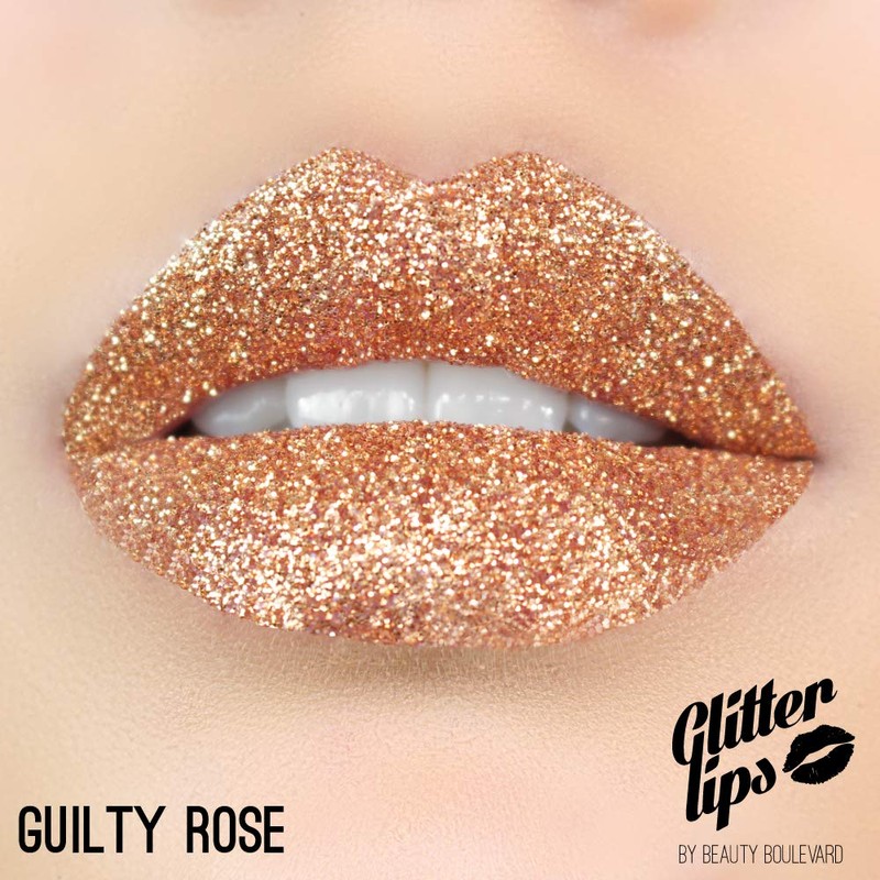 BEAUTYBLVD Glitter Lips, Cruelty Free Lip Kit - Guilty Rose