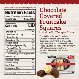 Beatrice Bakery Co Grandma's Original Individually Wrapped Fruitcake Slices, Real Fruit and Nuts Freshly Made, Brandy, Bourbon and Rum Fruitcake, Est. 1917 (Chocolate Covered Fruitcake Squares Variety Pack)