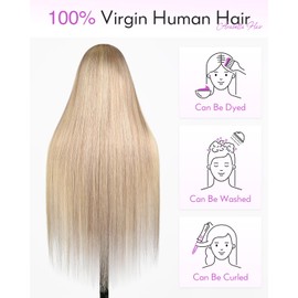 Arabella Blonde Wig Human Hair P10/613 Lace Front Wig Human Hair Highlight Lace Front Wig Pre Plucked Pre Cut Lace 220% Density Straight 12A Closure Wigs Human Hair Glueless 22INCH