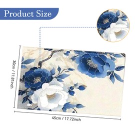 FOSDICK Flowers Placemats Set of 4, Fabric Placemats, Washable Linen Placemat, Outdoor Placemat, Non Slip Reusable Table Mats for Home, Kitchen, 30 X 45 cm