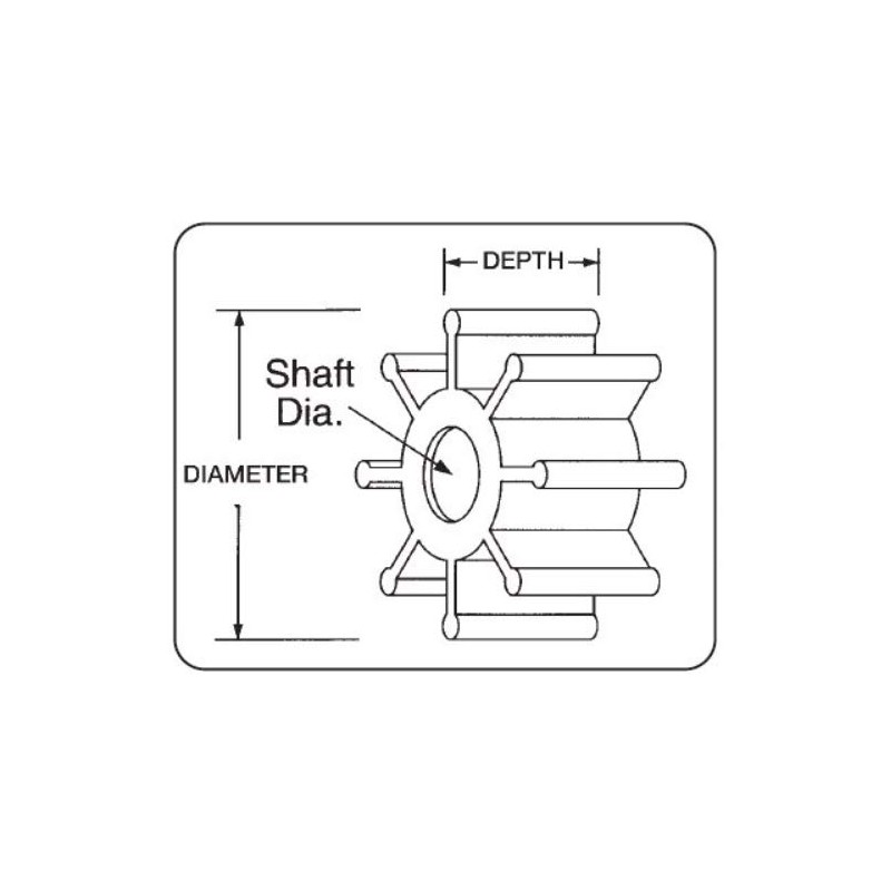 Jabsco 1210-0001-P, Neoprene, Drive Type 7, 12 Blade, 2-1/4 Diameter,