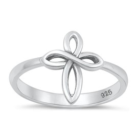 Infinity Love Knot Cross Christian Ring New .925 Sterling Silver Band Size 6