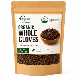 Ceylon Rustic Savour Clavo De Ceilán Orgánico 4.0 Oz (113.398G) Clavo De Olor Molido Entero Fresco Y Puro Recogido A Mano Cosechado De Sri Lanka Té De Clavo De Calidad Premium